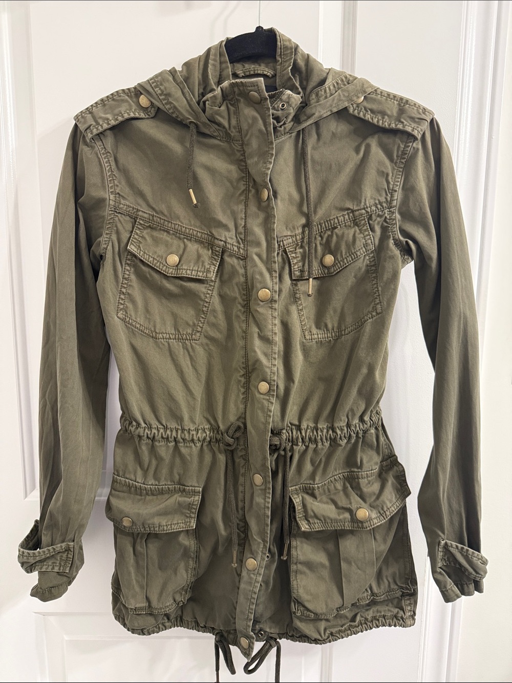 Women's Olive Utility Jacket with Hood size XXXS Aritzia